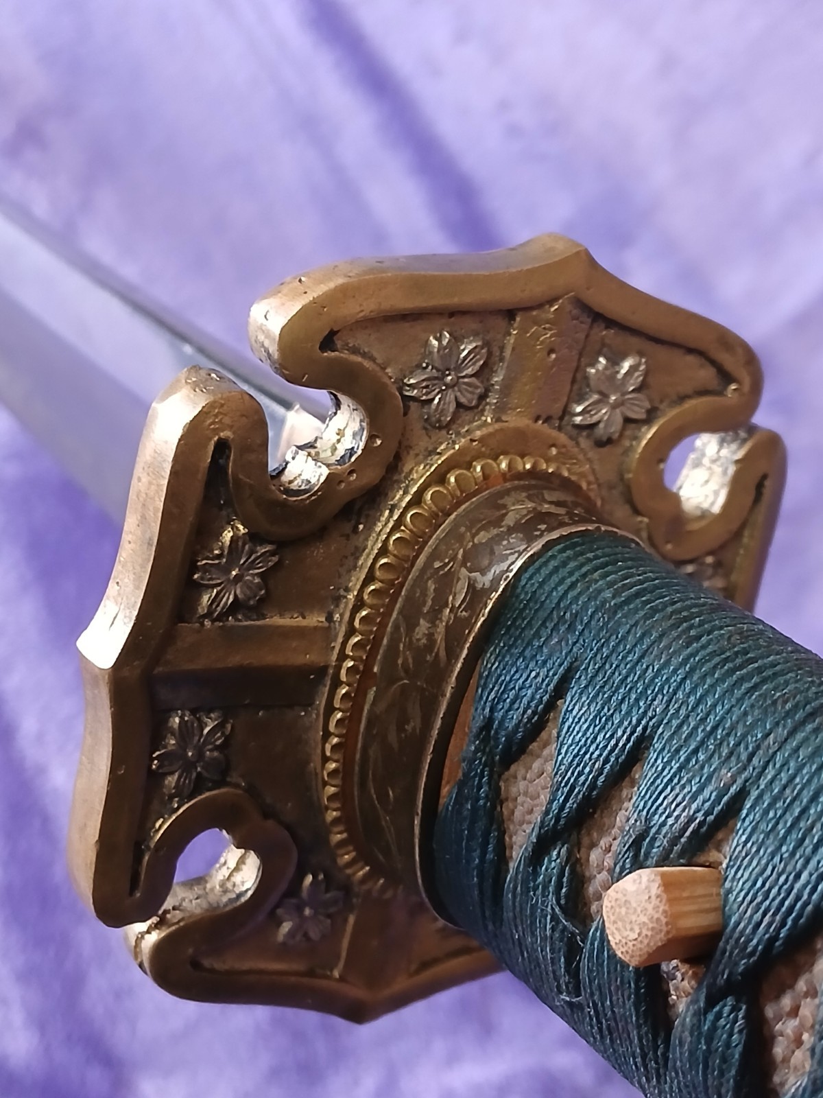 WWII Japanese Ofiicer's Showato Sword Signed "Fukumoto Amahide" with Tachi Tsuka