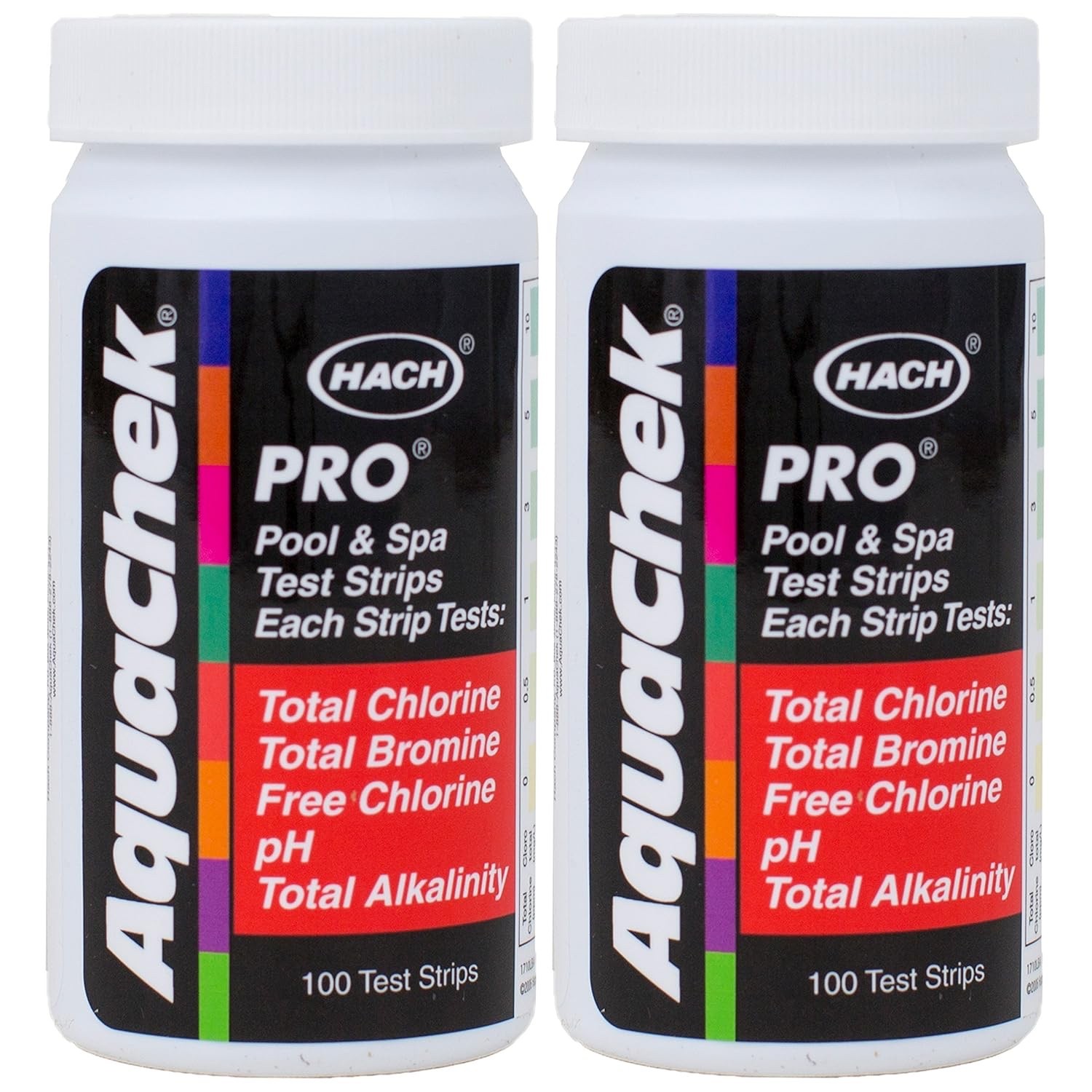 2 Pack Aquachek 511710 Pro 5 in 1 Test Kit Strips 5-Way for Pool Spa (100) Ct ea