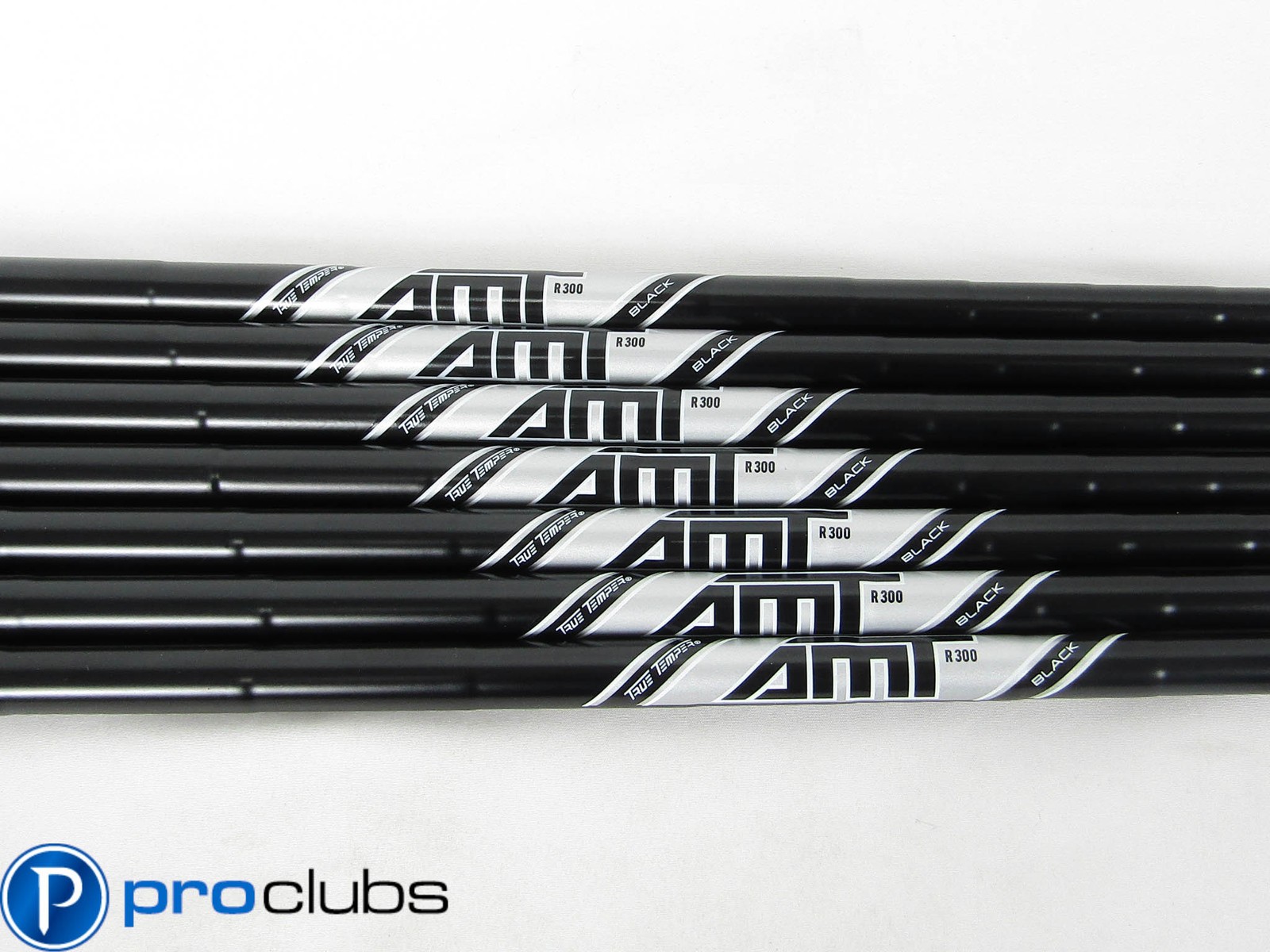NEW TRUE TEMPER AMT BLACK ONYX PCB R300 REGULAR FLEX STEEL IRON SHAFTS 4-PW .355