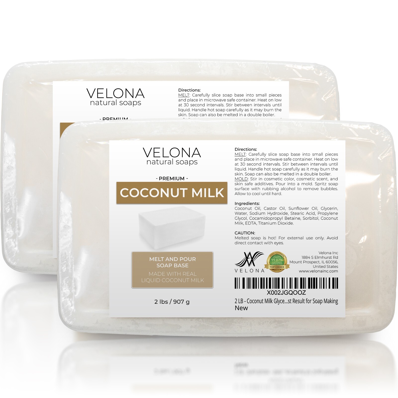 2,5,10,25 LB - Coconut Milk Glycerin Soap Base by Velona SLS/SLES Free Melt Pour