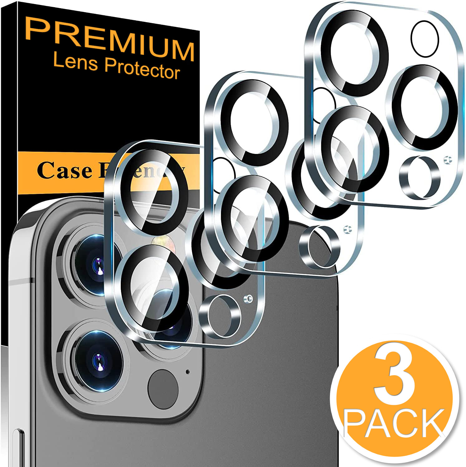 3 Pack For iPhone 14 13 12 11 Pro Max Tempered Glass Camera Lens Cover Protector