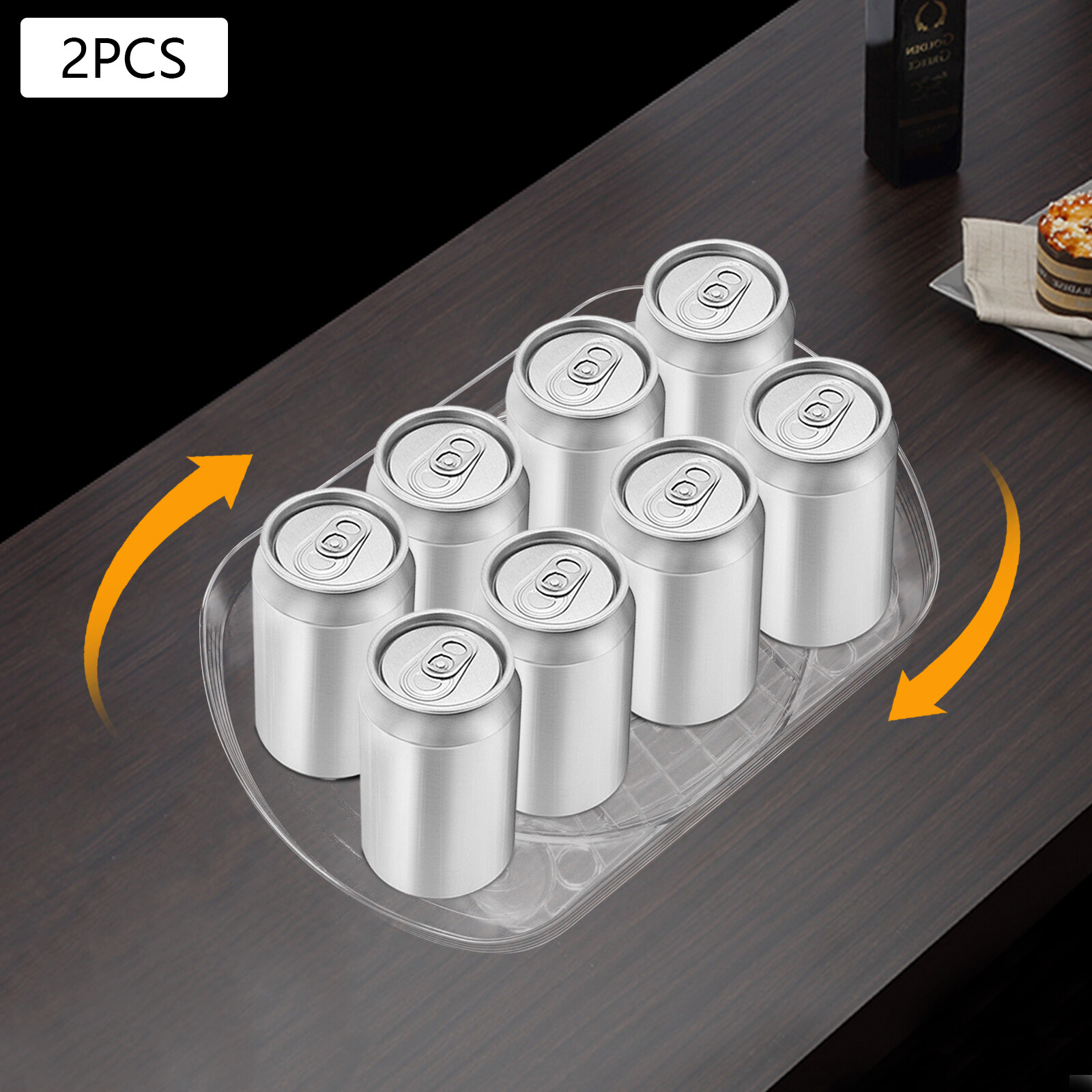 2 Packs Square 360° Rotate Turnplate Rotary Turntable Organizer for Refrigerator