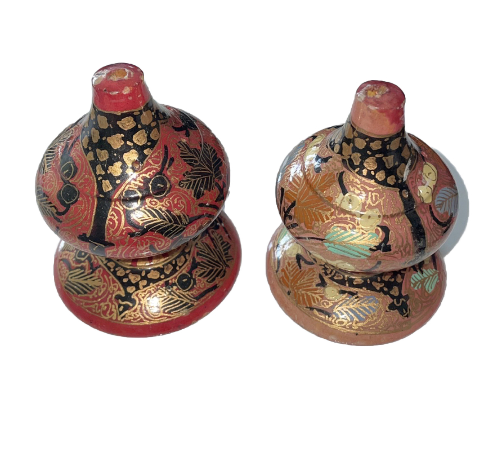 Set Of Vintage Paper Mache Incense Stick Holder 3.25" Hand Painted Lacquered