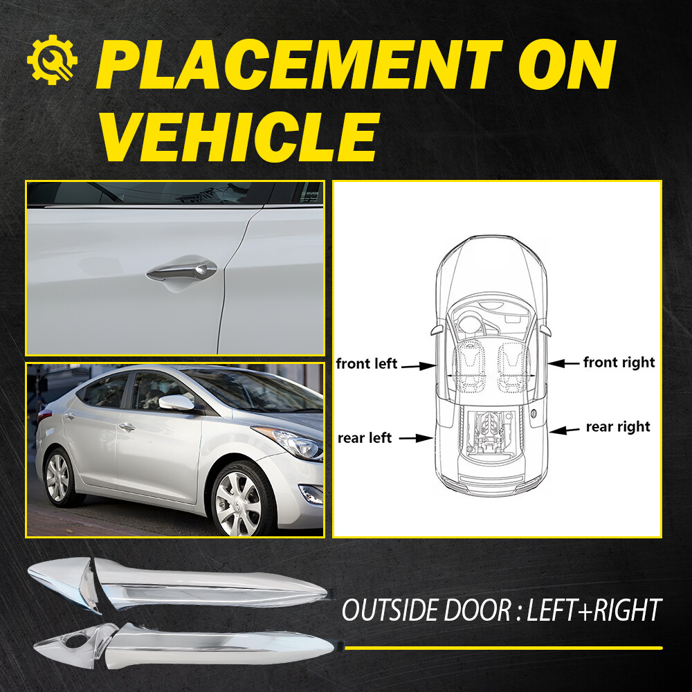 Set of 4 Exterior Outside Outer Door Handle Chrome For Hyundai Elantra 2011-16 P