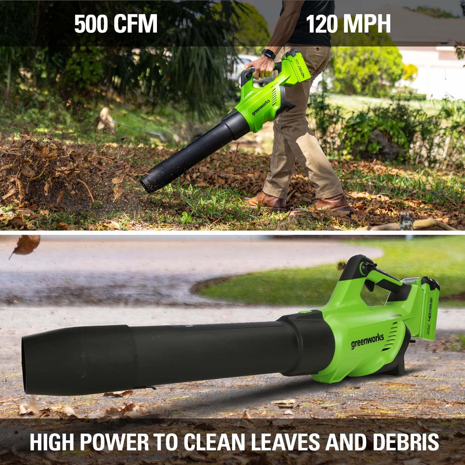 Greenworks 40V Axial Leaf Blower (500CFM 120MPH) w/ 2.5Ah Battery and 2A Charger
