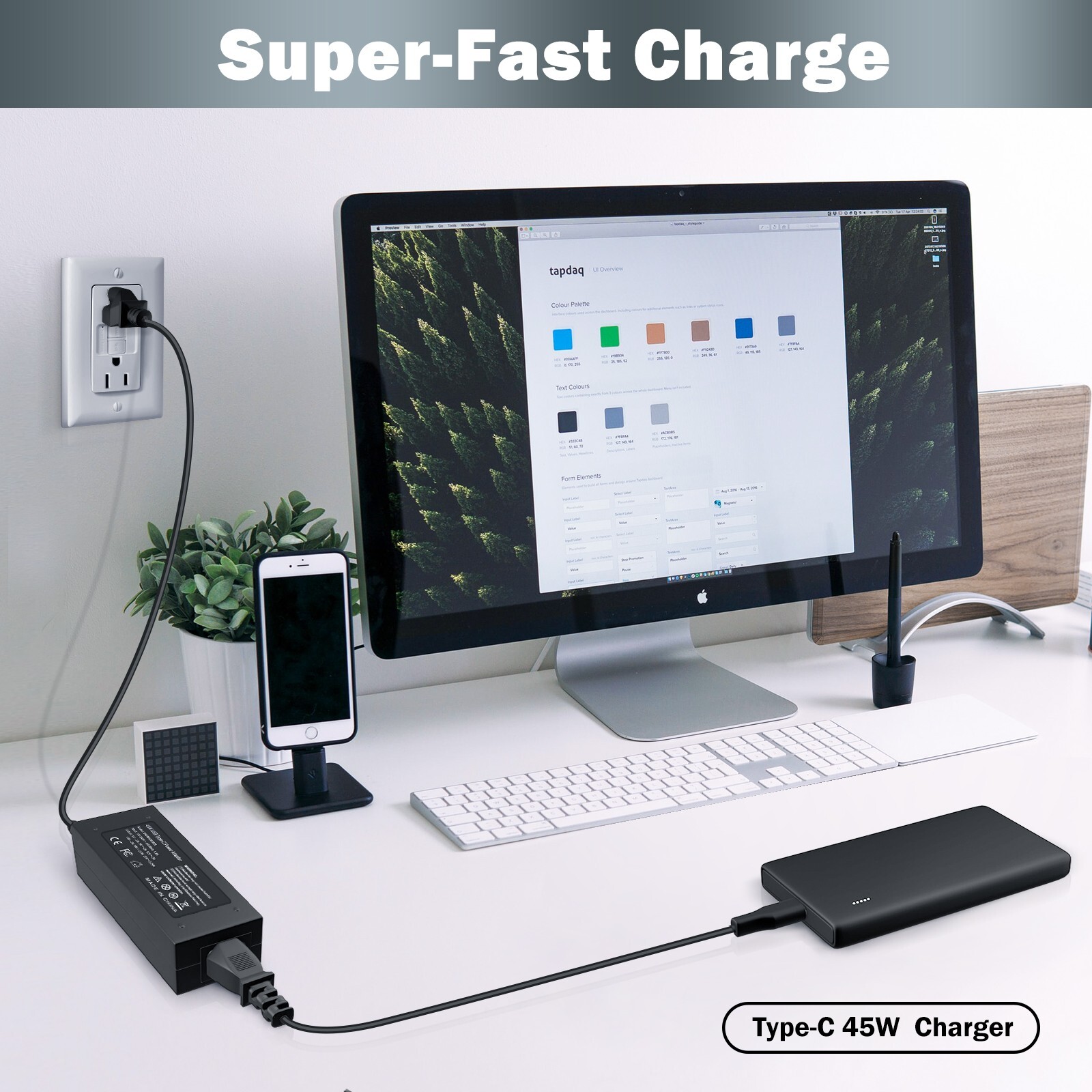 Laptop Charger 45W USB Type C (USB-C) Ac Power Cord Supply, for Lenovo ThinkPad