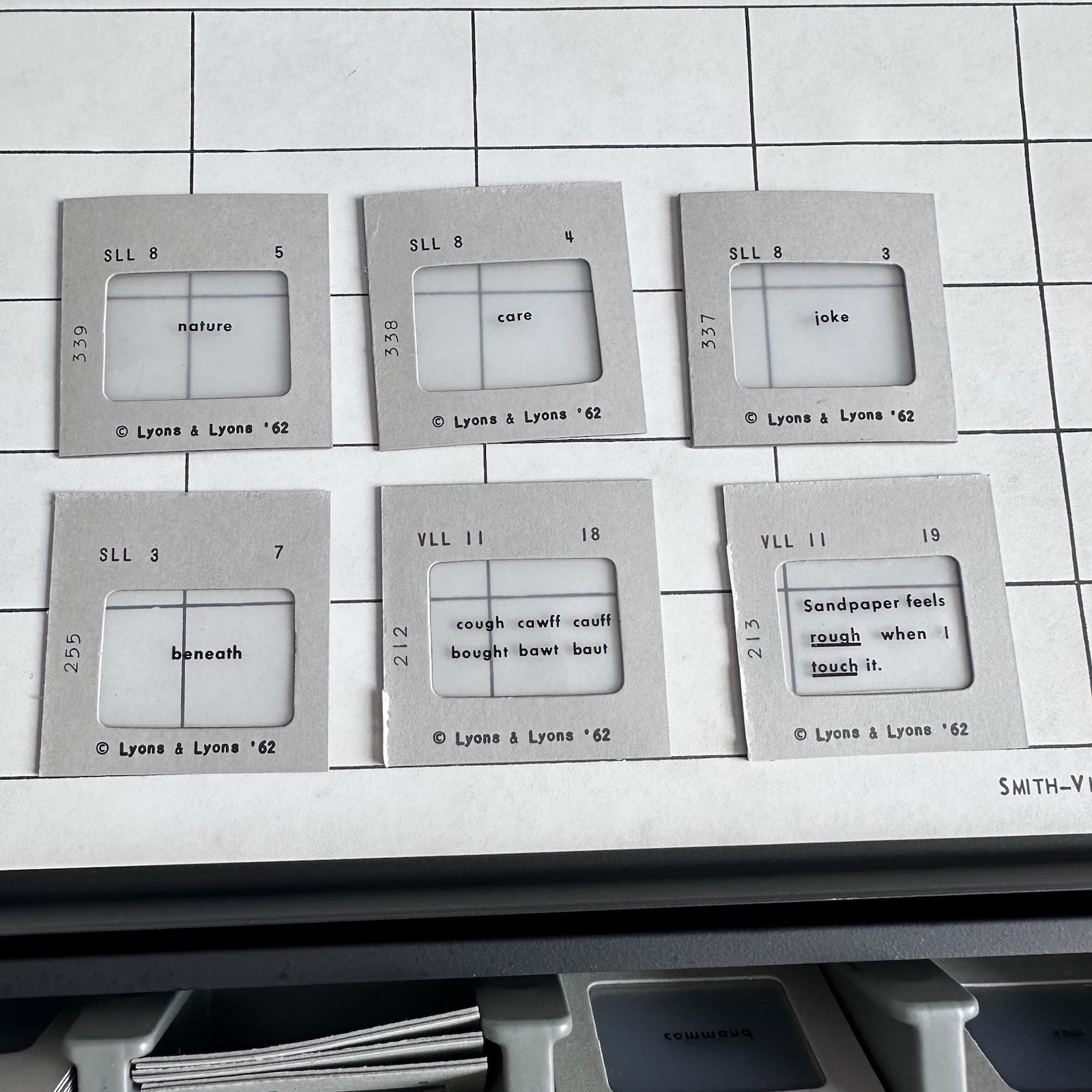 Vintage 1962 Case Of Optomology Eye Doctor Vision Word Slides EUC