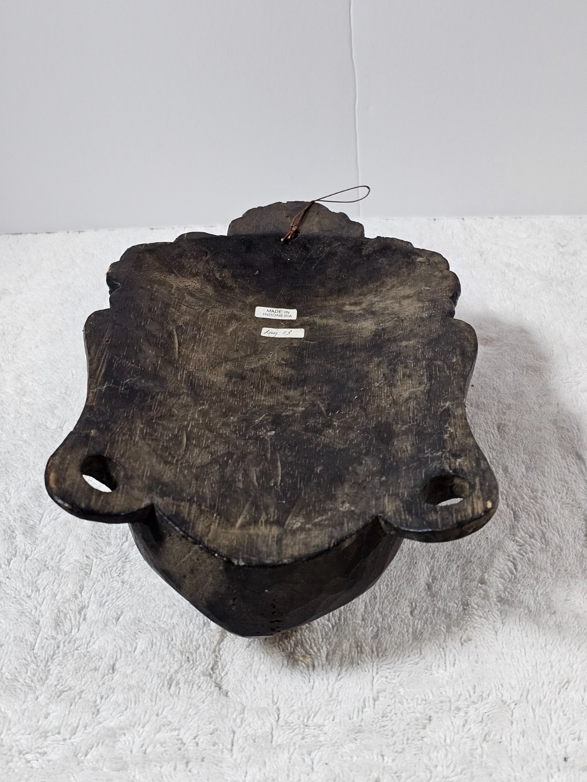 VTG Indonesian Hand Carved Wooden Buddha Head Wall Mask 11" Tribal Art Decor