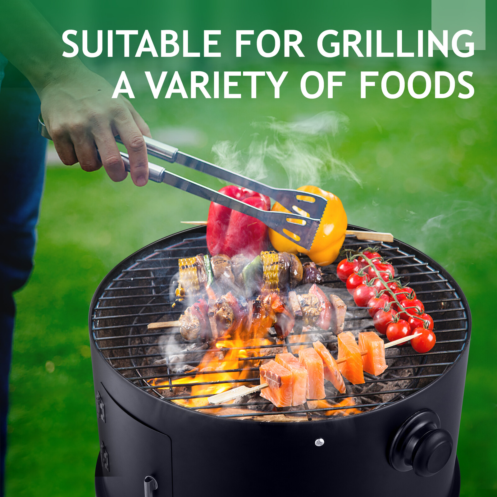 Charcoal Smoker BBQ Grill 3in1 Outdoor Vertical Smokers Portable Meat Cooker