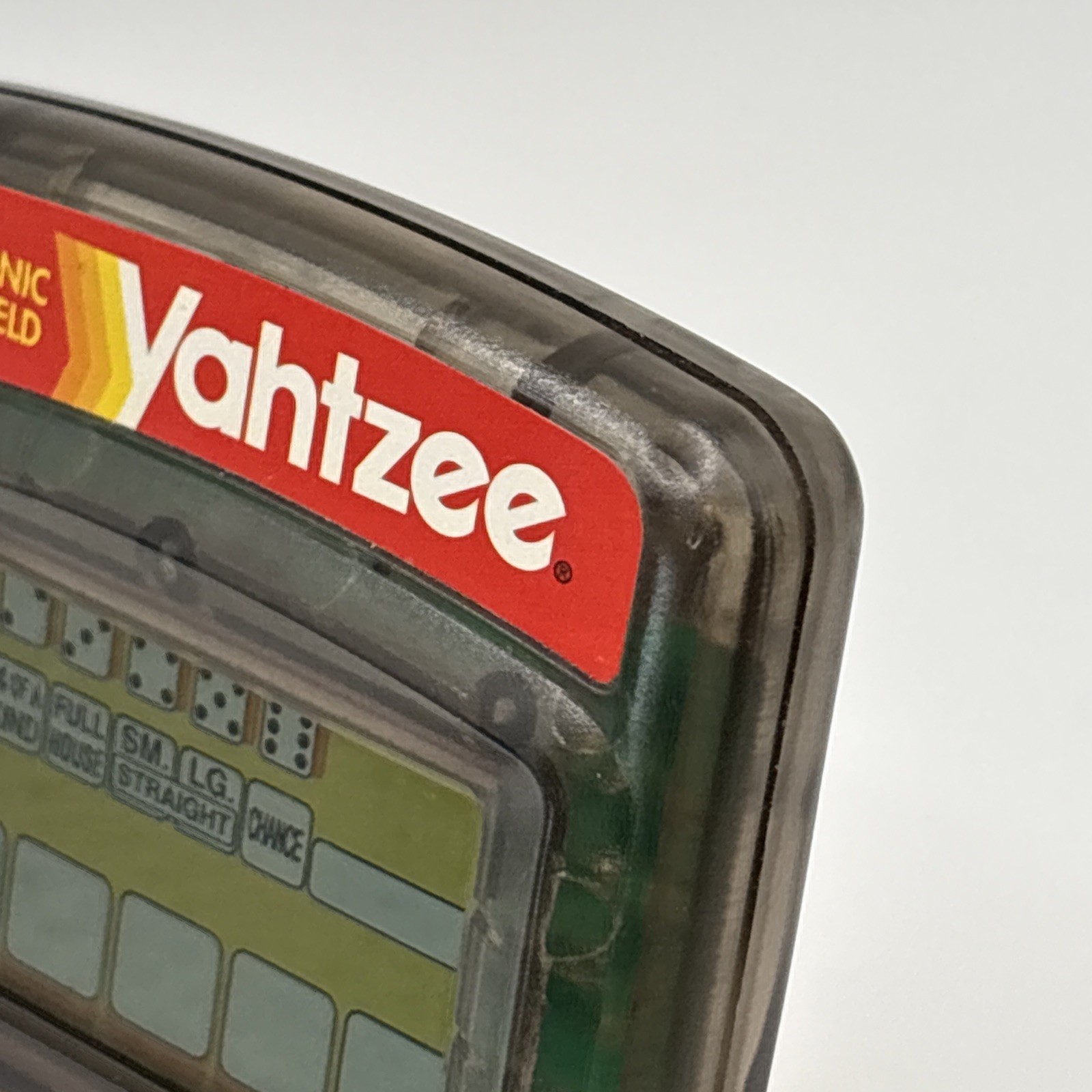 1995 Electronic Handheld Yahtzee Game Clear Smoke MB Milton Bradley 4511 TESTED