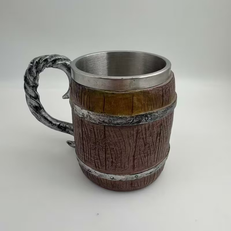 Rustic 3D Bark Coffee Mug - Sasquatch & Forest Fire Design