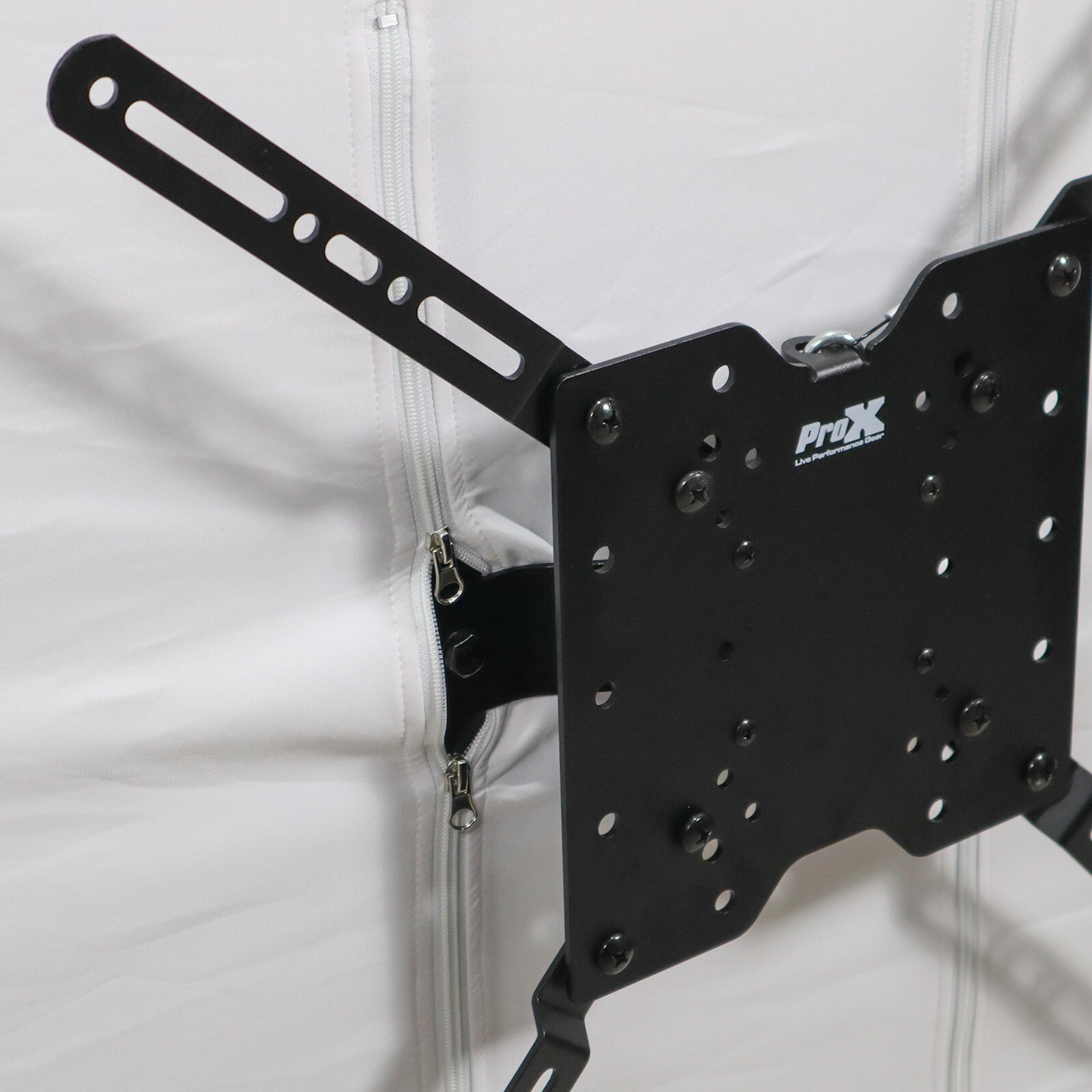 ProX XF-MESA MEDIA Portable DJ Facade Table Station with TV Mount, Scrims & Bag