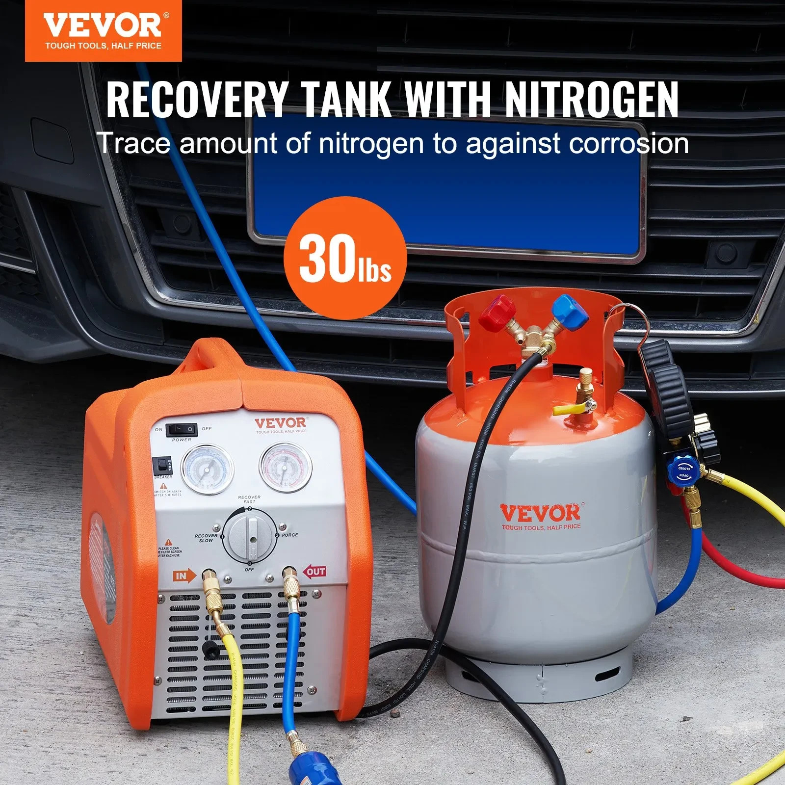 30lb Refrigerant Recovery Tank 400PSI Y-Valve R134A R410A Nitrogen Purged HVAC