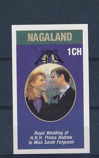 D160180 Royal Wedding Prince Andrew S/S MNH Nagaland Silver Ovpt