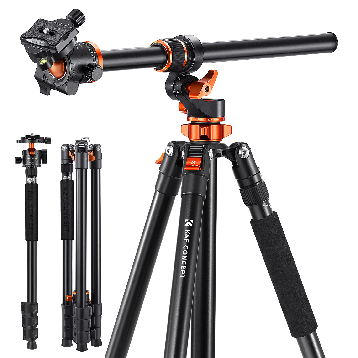 K&F Concept 90 inch Camera Tripods Reversible Detachable Monopod Horizontal 360°
