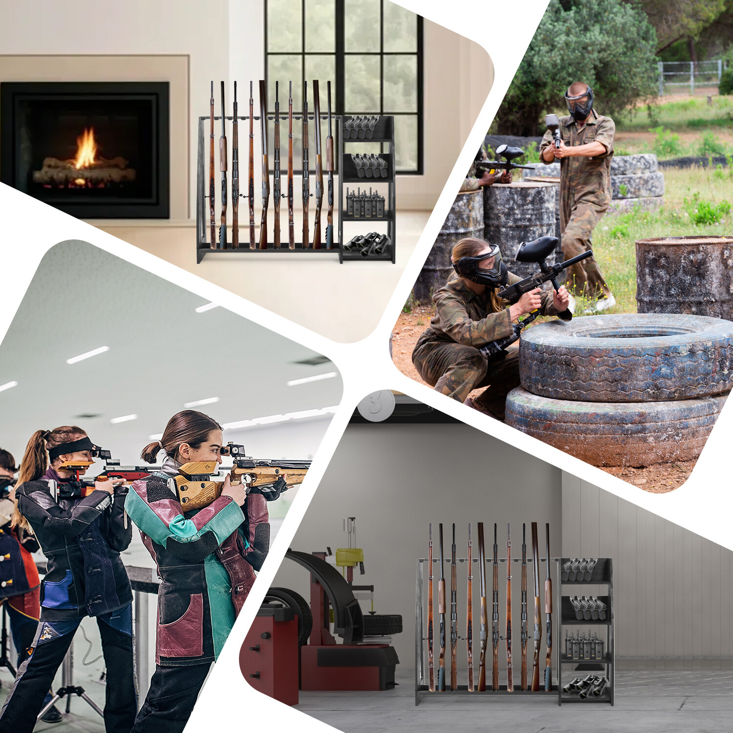 Wooden Gun-Rack Rifle + Pistol Standing Rack Indoor & Outdoor Display