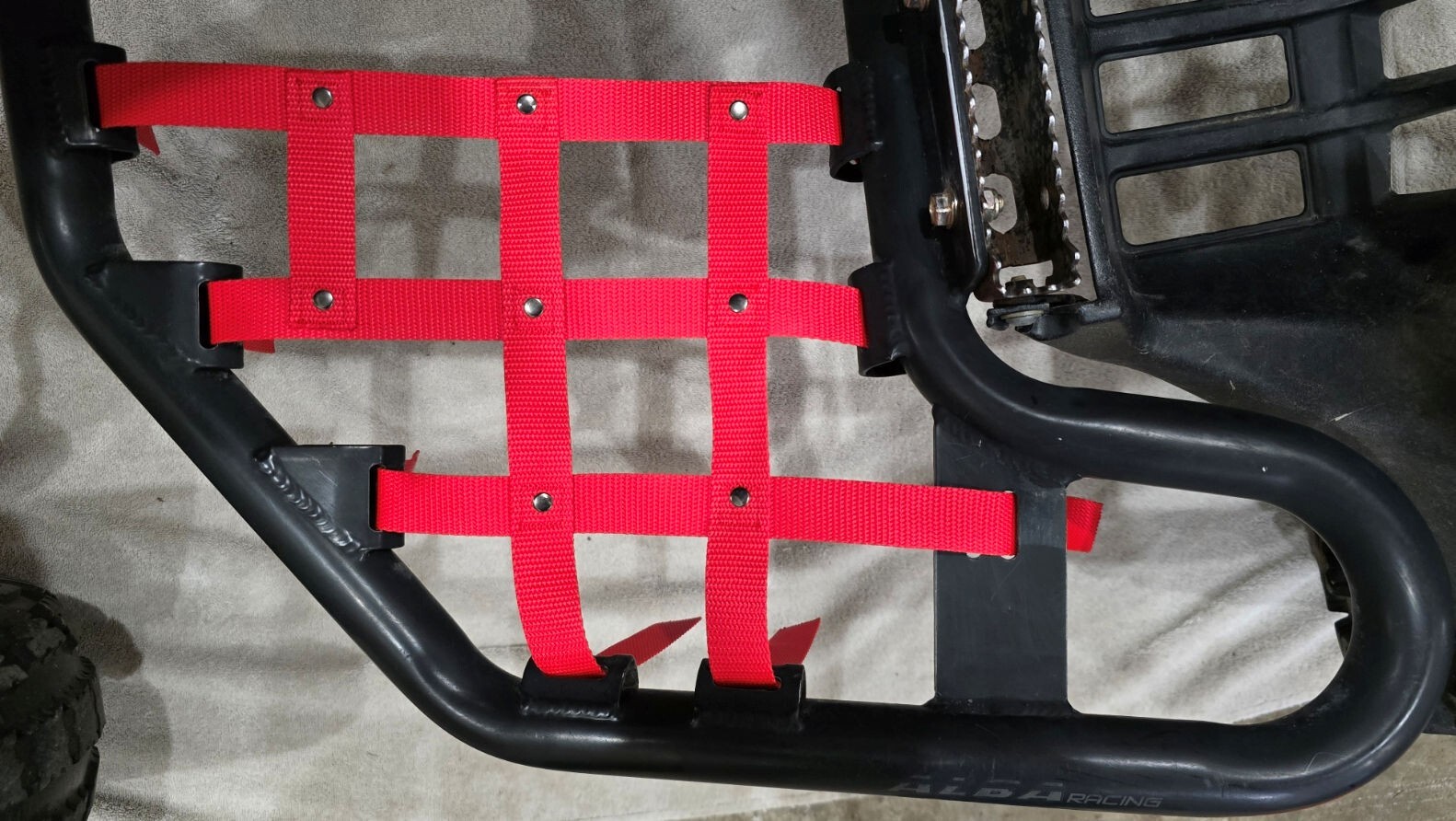 Premium Riveted Nerf Bar Nets for Tusk Alba Honda Yamaha Suzuki Kawasaki Red