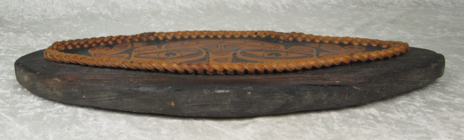 Tlingit Haida Sea Monster Painted Leather on Board 19 inch Long 8-1/2 Tall