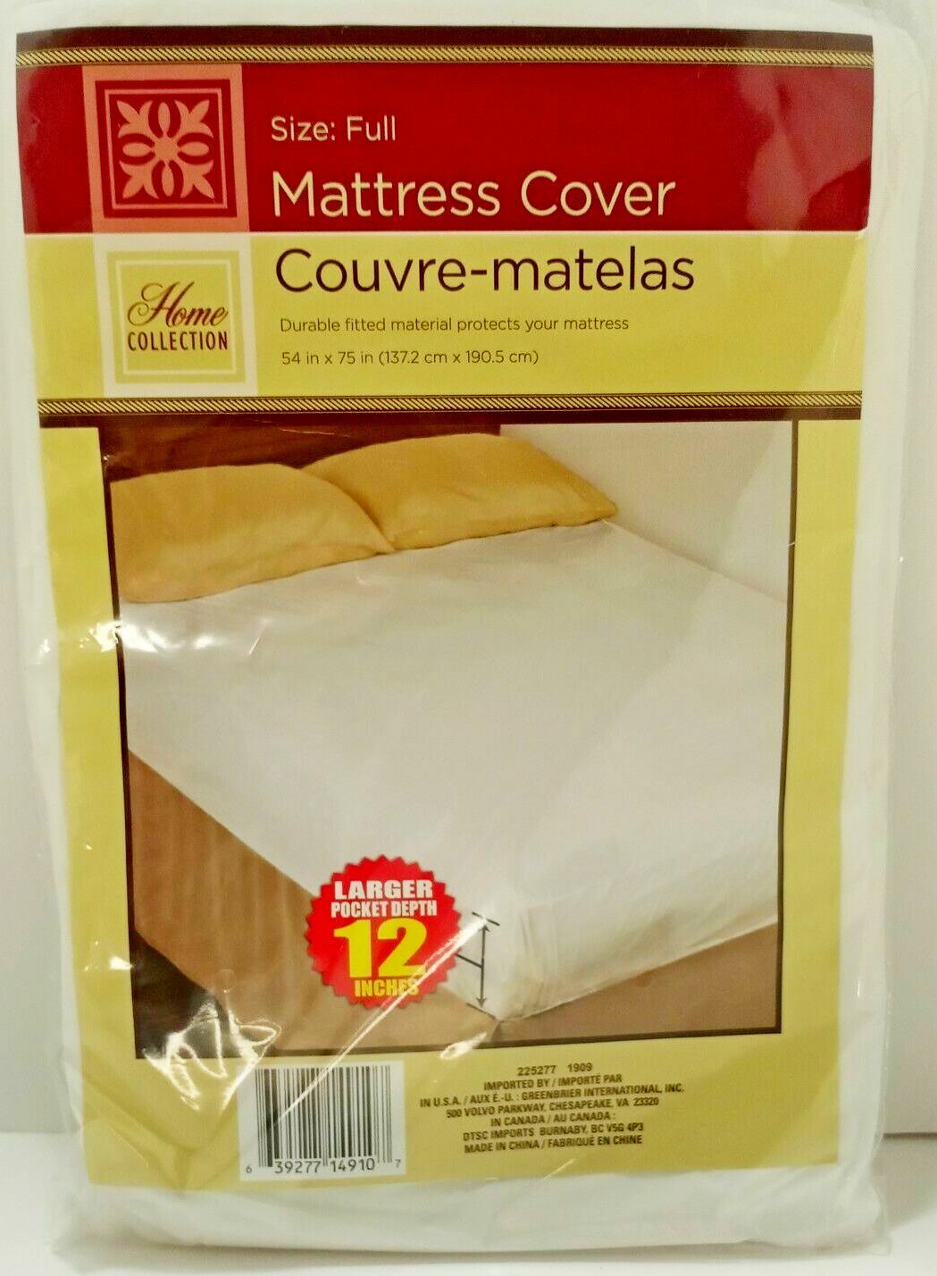 Full Size Fitted Mattress Cover White 54" x 75" Waterproof Protection