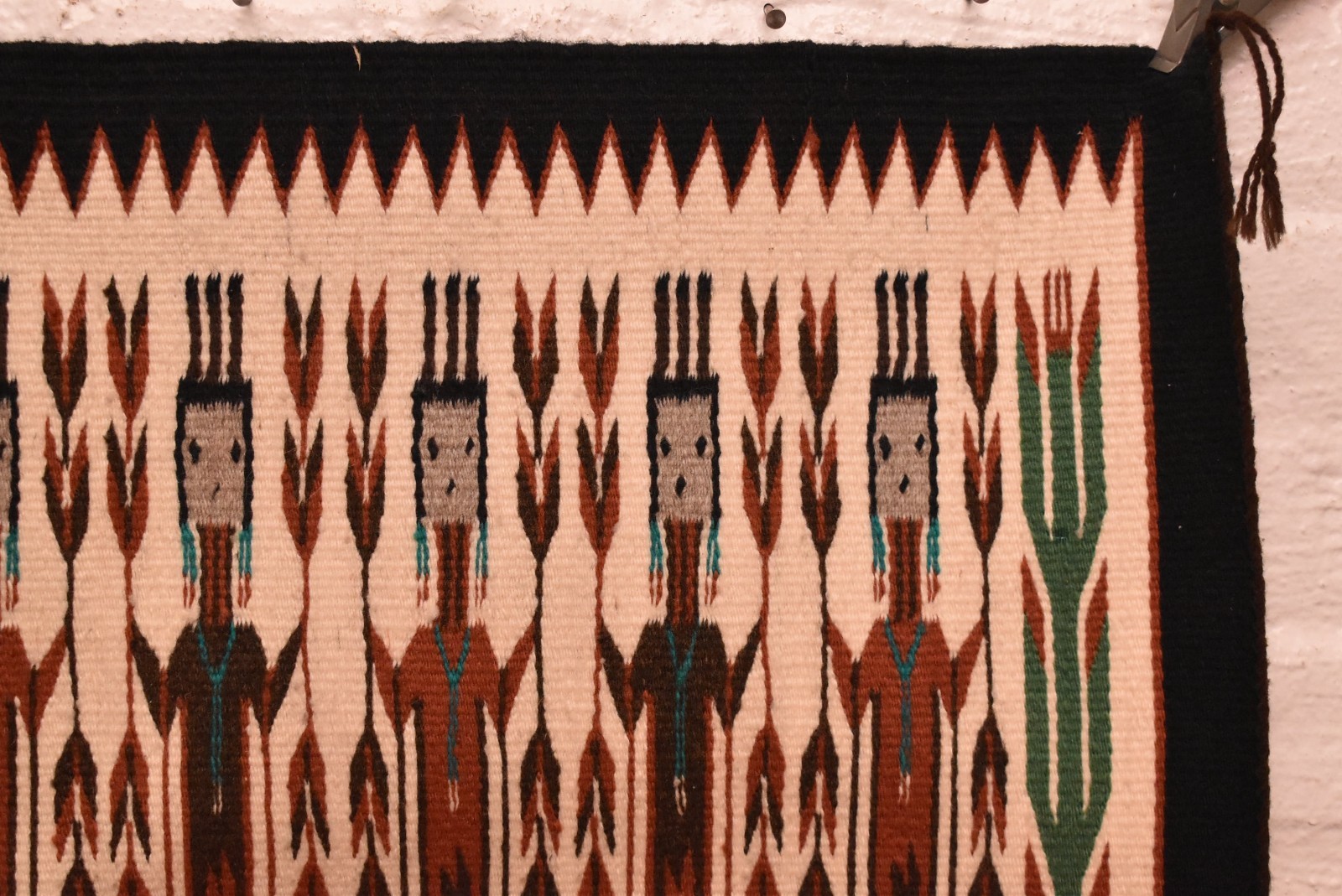 Antique Navajo Rug Native American Indian Yei Pictorial Weaving 27x22 Textile
