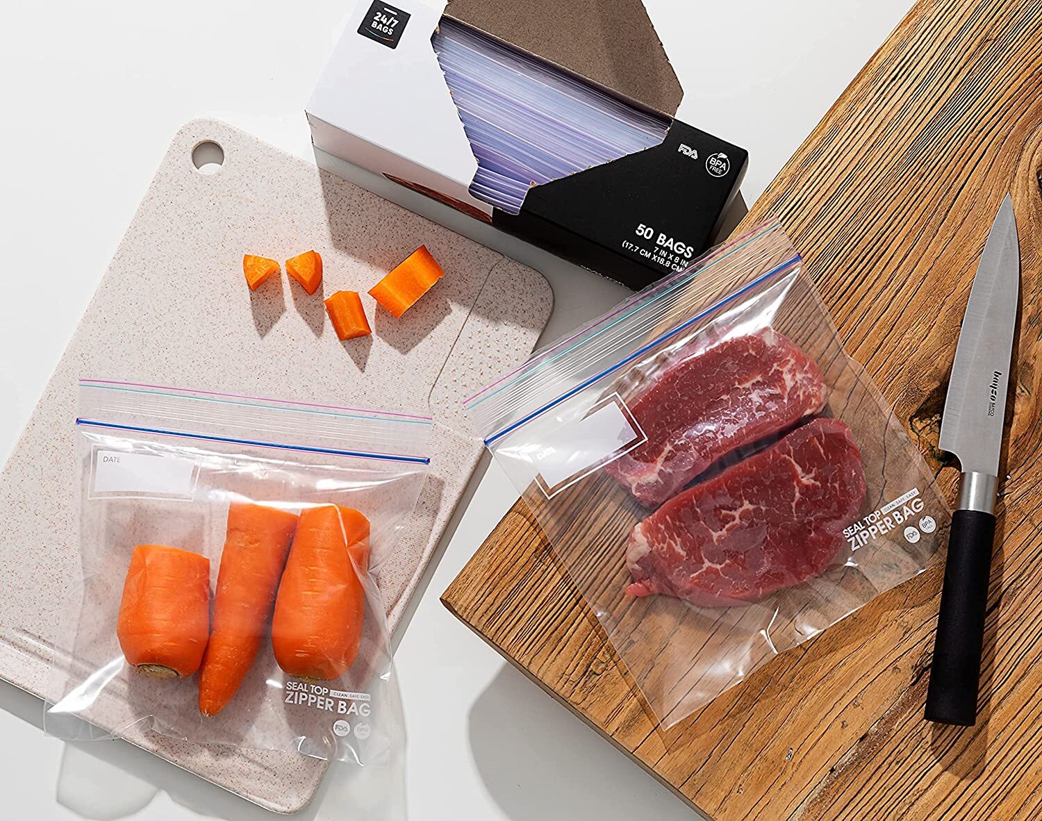 Food Storage Zip-lock Bags, Thick & Double Zipper Seal, Food Grade, Value Pack