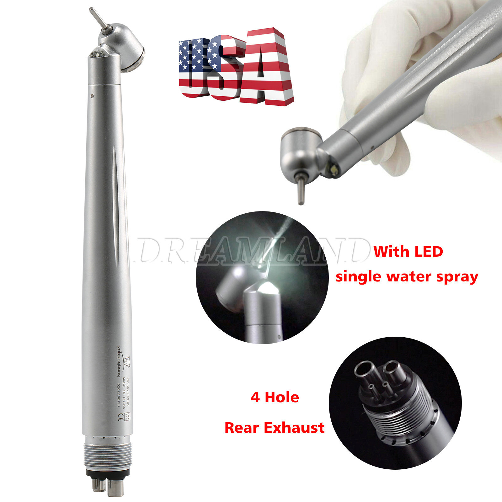Dental 45 Degree Surgical High Speed Handpiece Led E-generator Push Button 4Hole