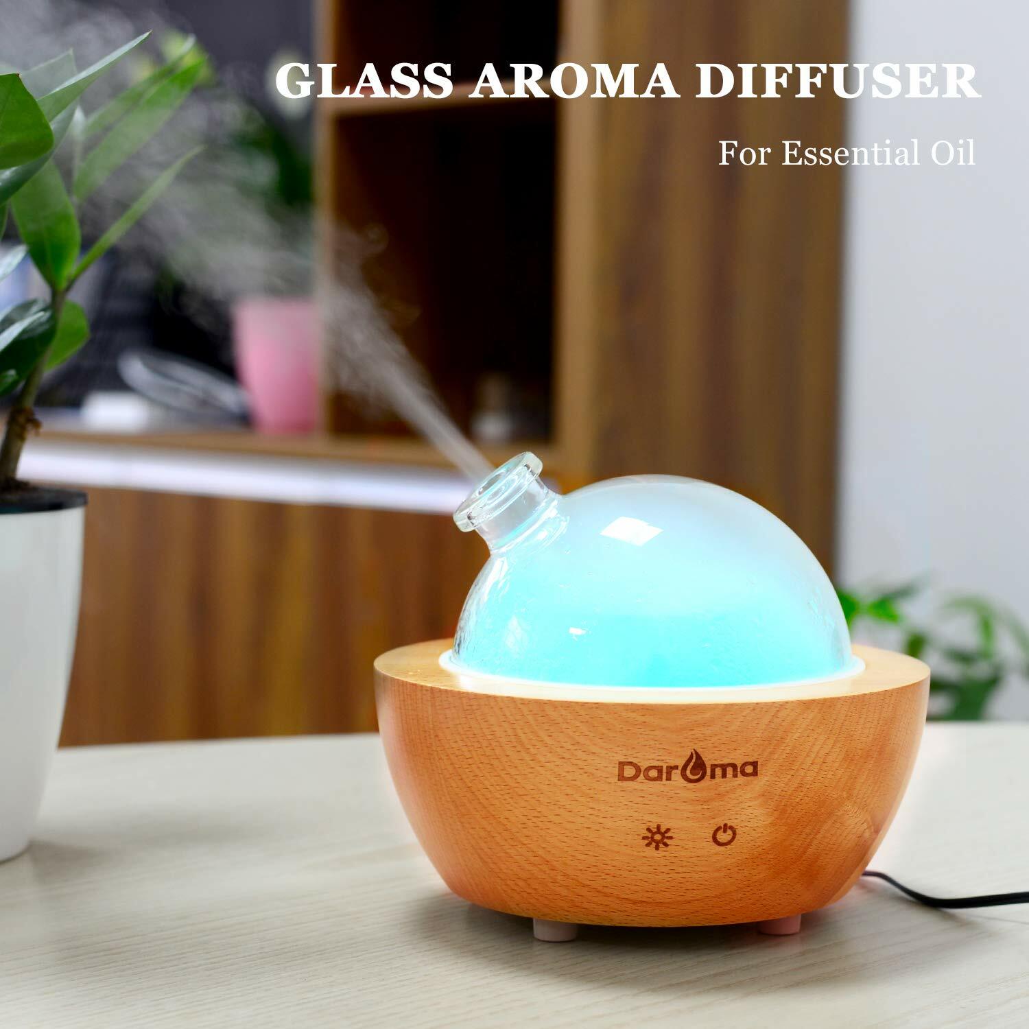 Glass Essential Oil Diffuser,200ml Real Wood Base,AirRoom Humidifier
