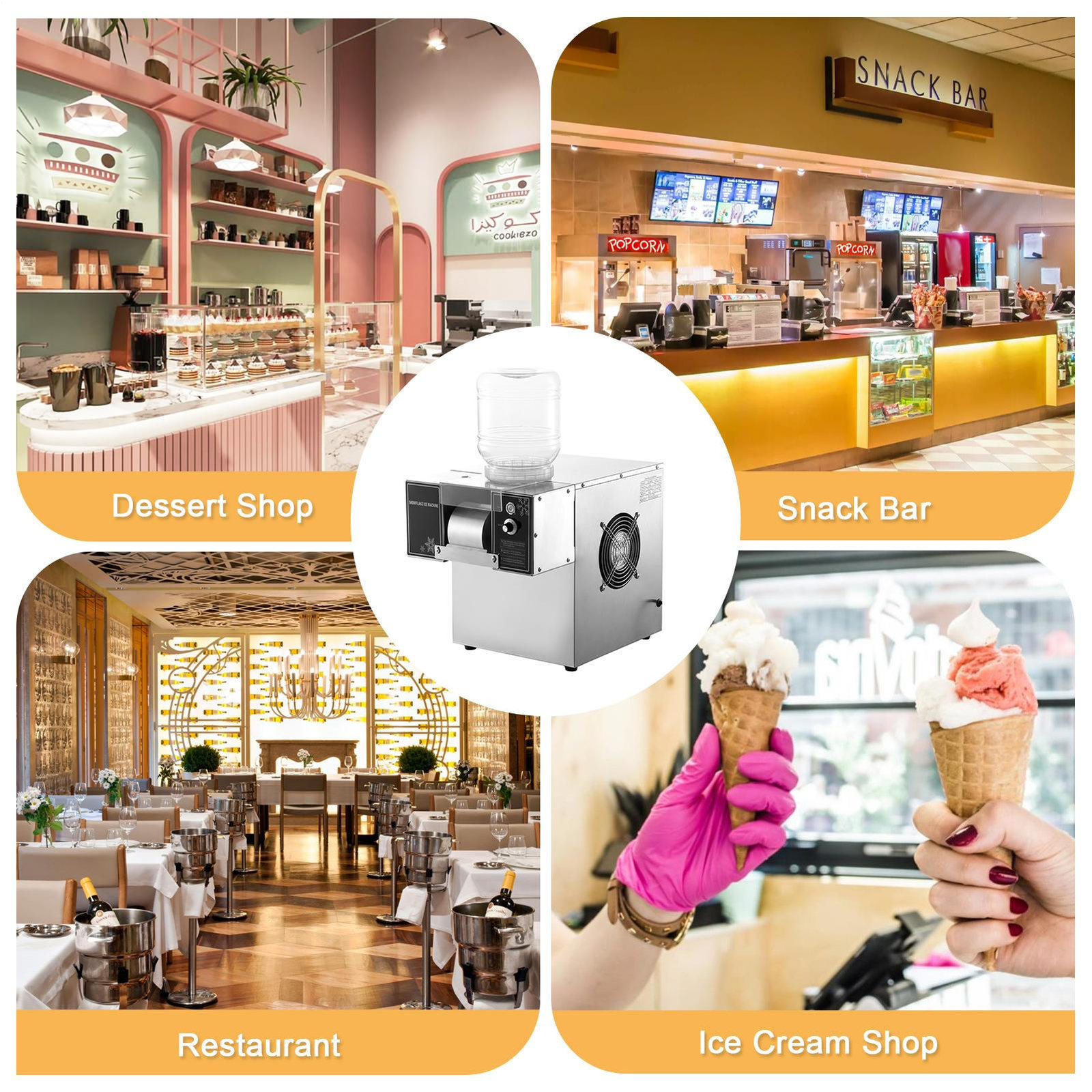 Commercial Snowflake Ice Machine, Snow Cone Machine, Ice Shaver Slush Maker