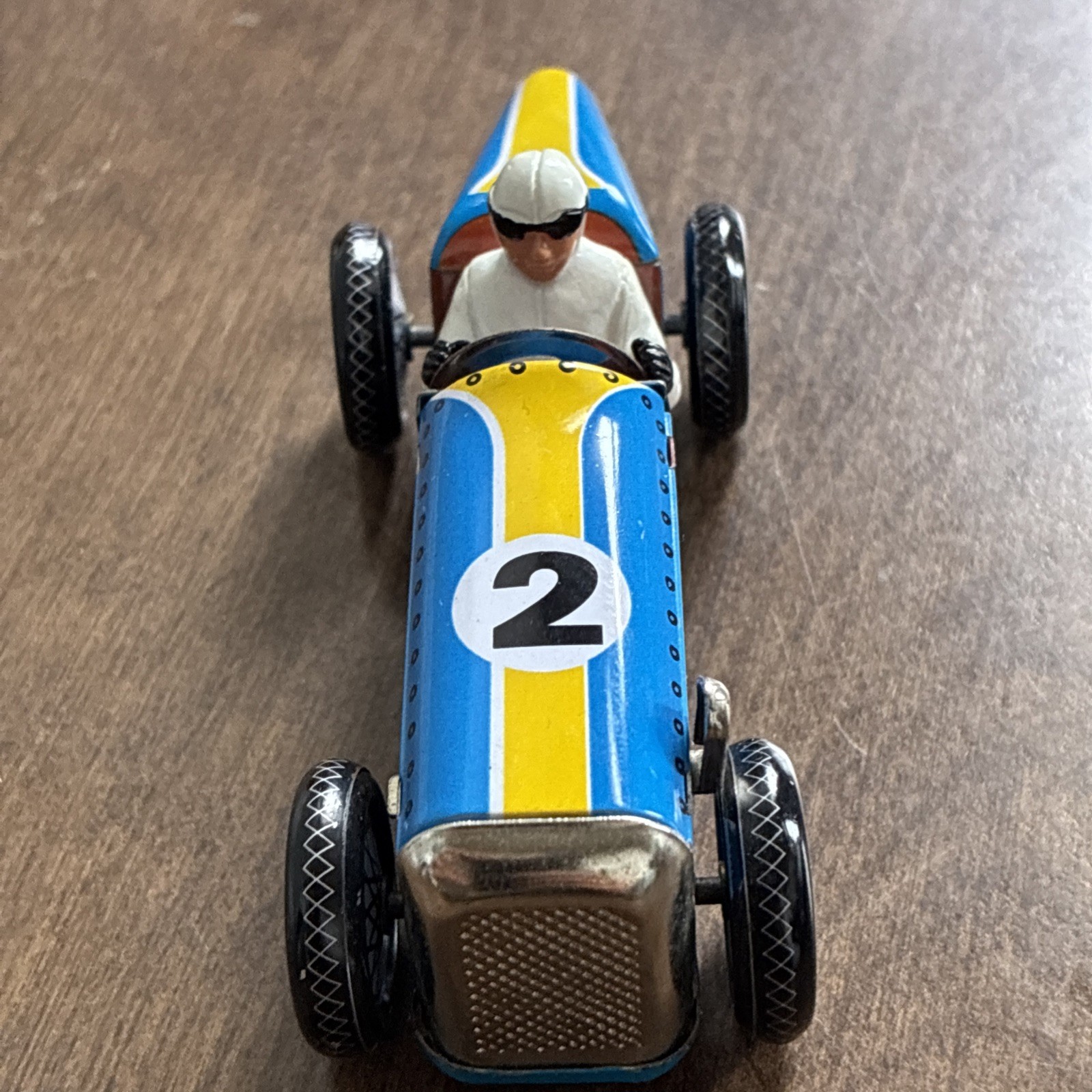 Schylling Speedway Racer Classic Wind-Up Tin Car Driver #2 Blue No BOX Or Key