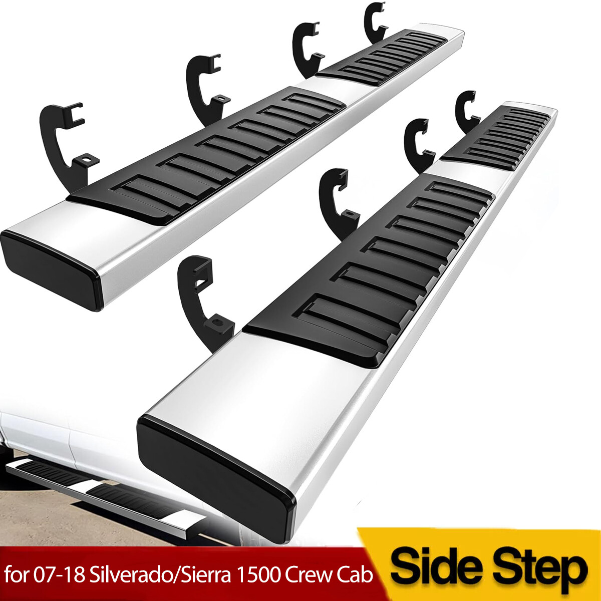 6" Running Boards for 07-18 Silverado Sierra 1500 2500HD Crew Cab Side Step Bars
