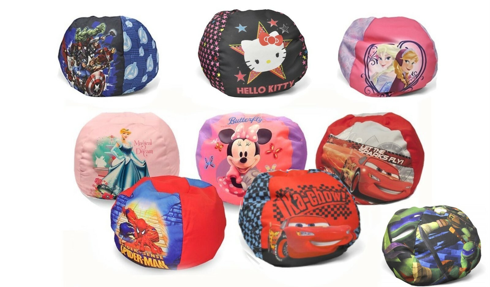 Disney Character Kids Round Bean Bag Chair - Toddlers, Filled in USA