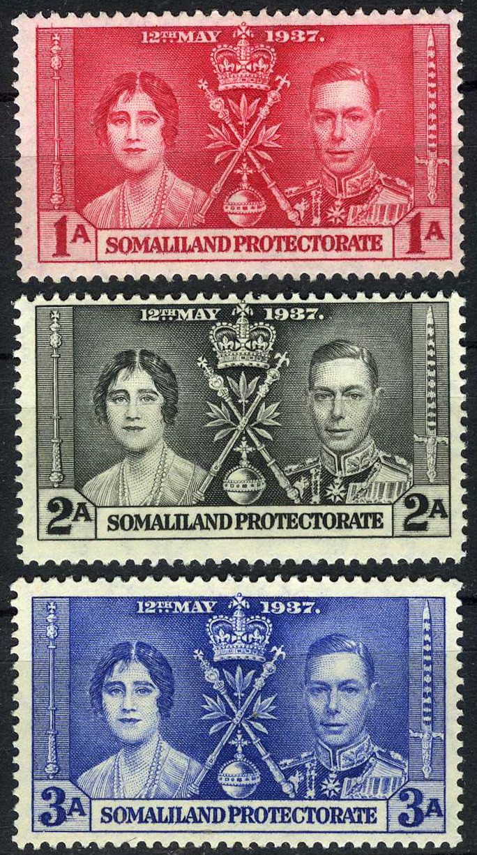 Somaliland Protectorate 1937 Coronation King George Queen Elizabeth MH SC# 81-83