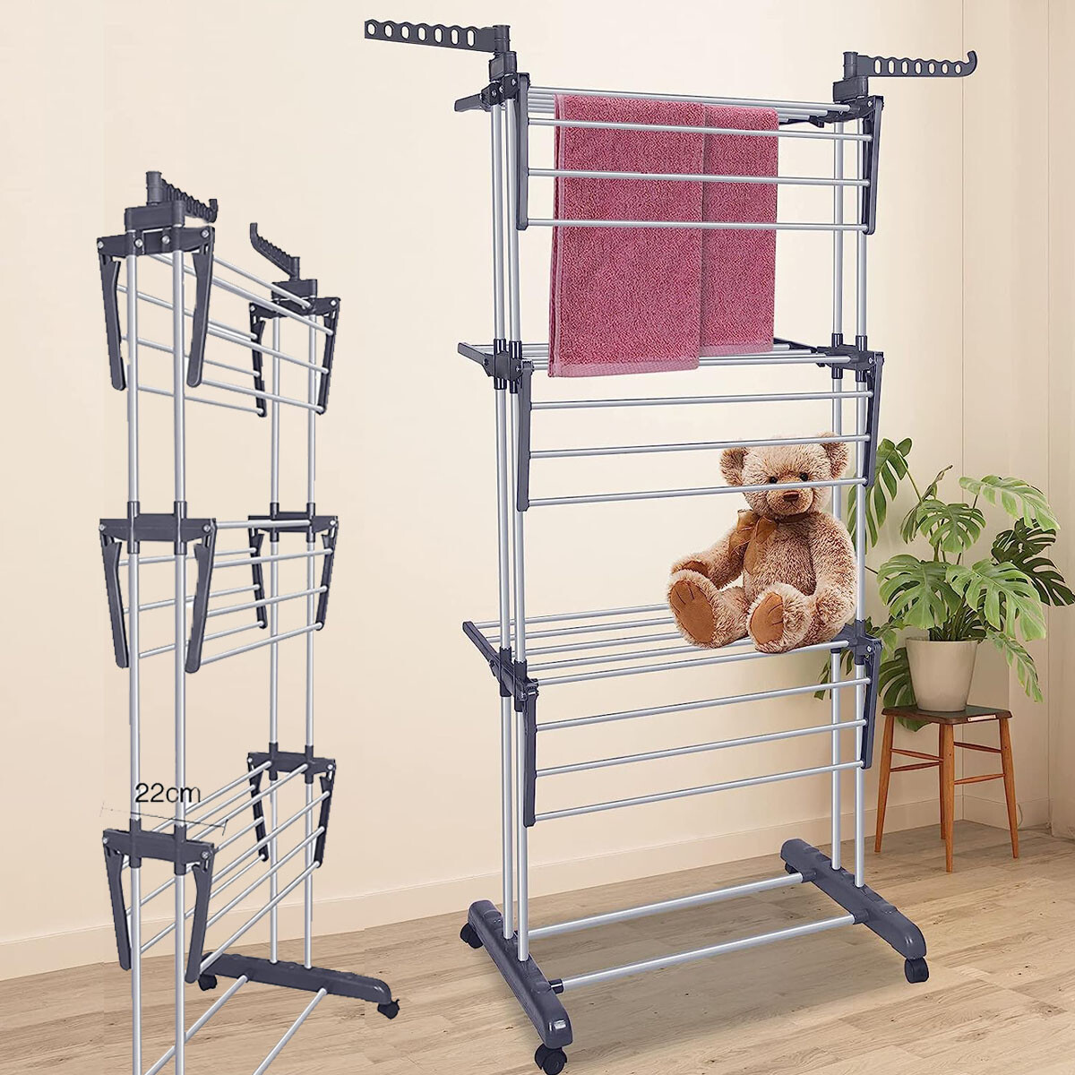 Clothes Drying Rack Folding Clothes Rail Clothe Rack Laundry Garment Dryer Stand