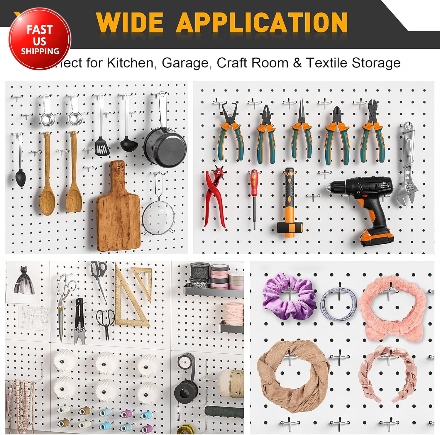 Pegboard Hooks, 25 Pack 4 Inch Peg Board Organizer Accessories for Hanging Fit 1