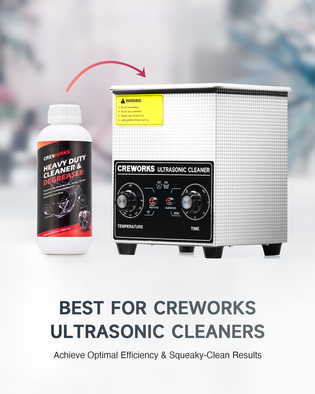 CREWORKS 34 fl oz Ultrasonic Cleaner Solution for Carburetors Engine Parts More