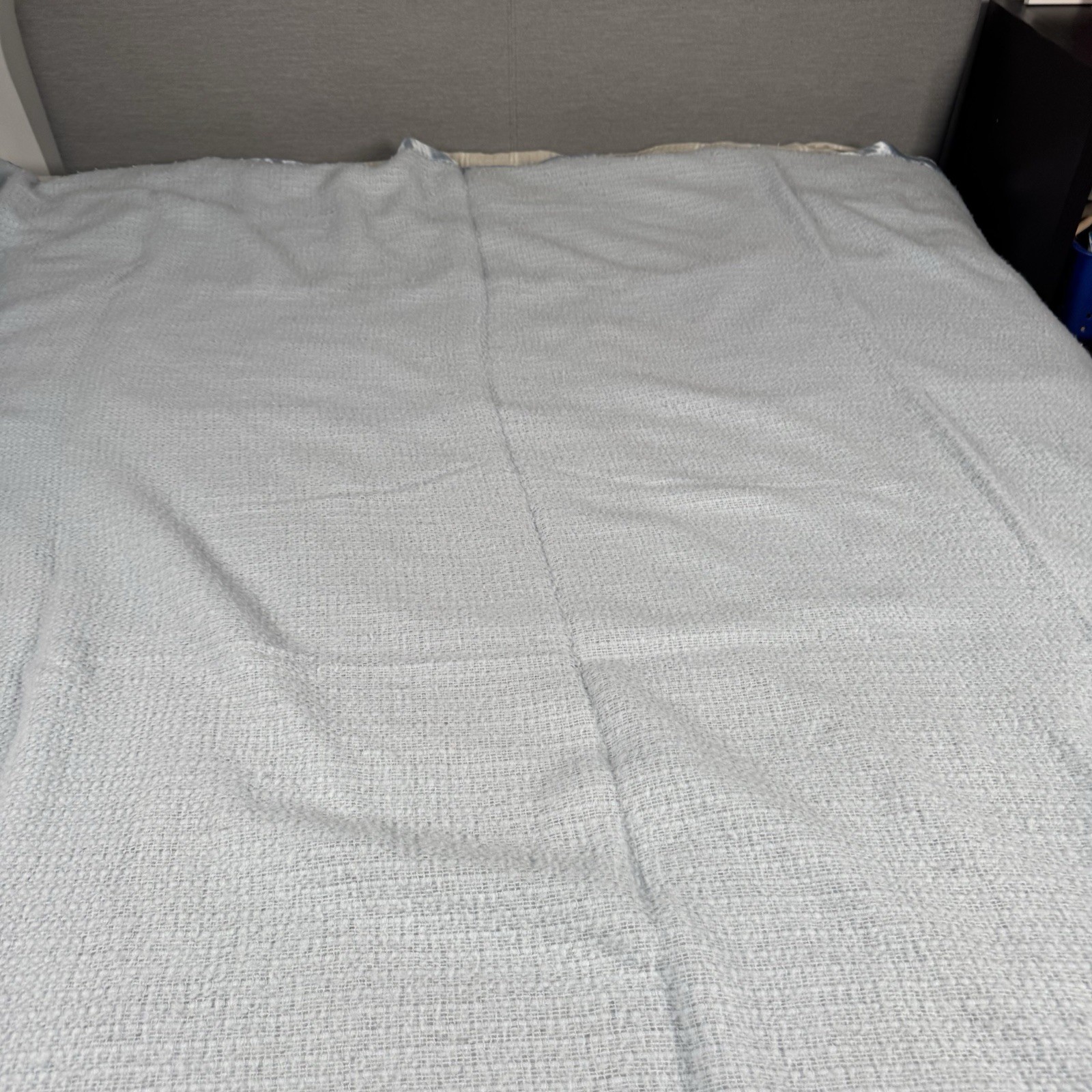 VTG Blue Blanket Thermal Waffle Weave Soft Satin Trim Cannon Mills Co 72x82