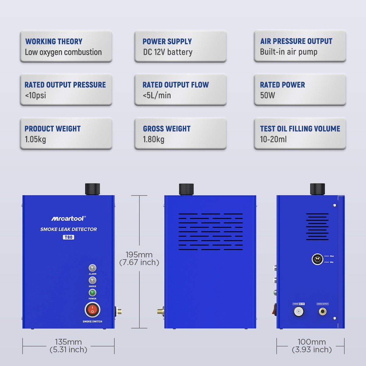 Automotive Smoke Machine EVAP Car Pipe System Vacuum Leak Tester Diagnostic Tool