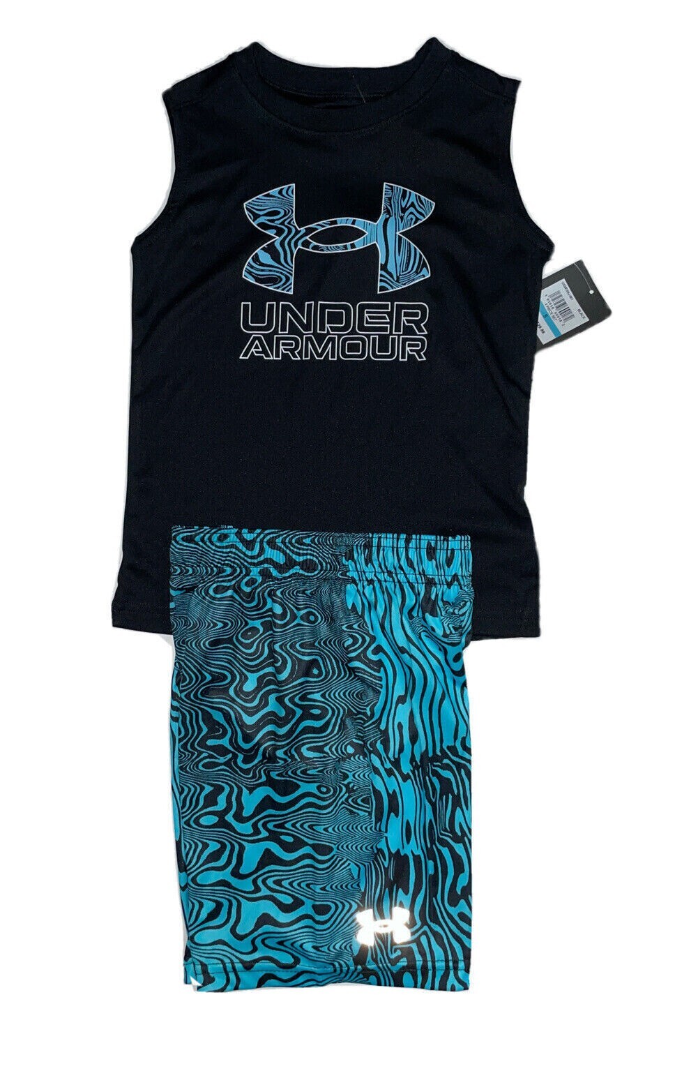 NEW UNDER ARMOUR Boys 2-Piece Short Set, Black / Blue, Size 4