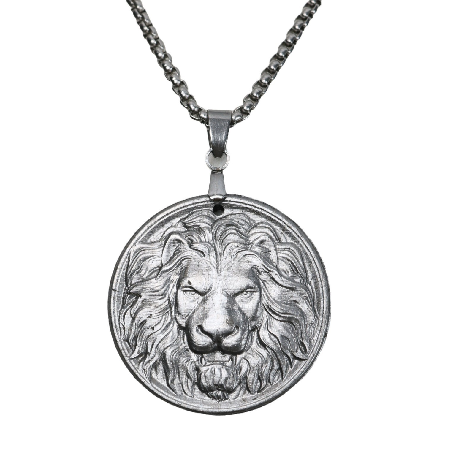 Natural Muonionalusta meteorite carved pendant，meteorite Lion Necklace