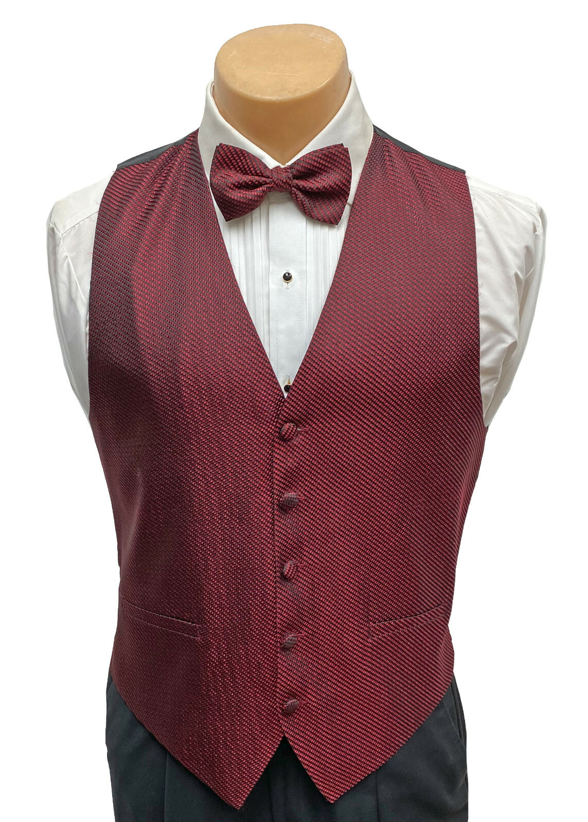 Men's Cardi Collection Red Tuxedo Vest & Tie Fullback Wedding Groom Cruise Prom