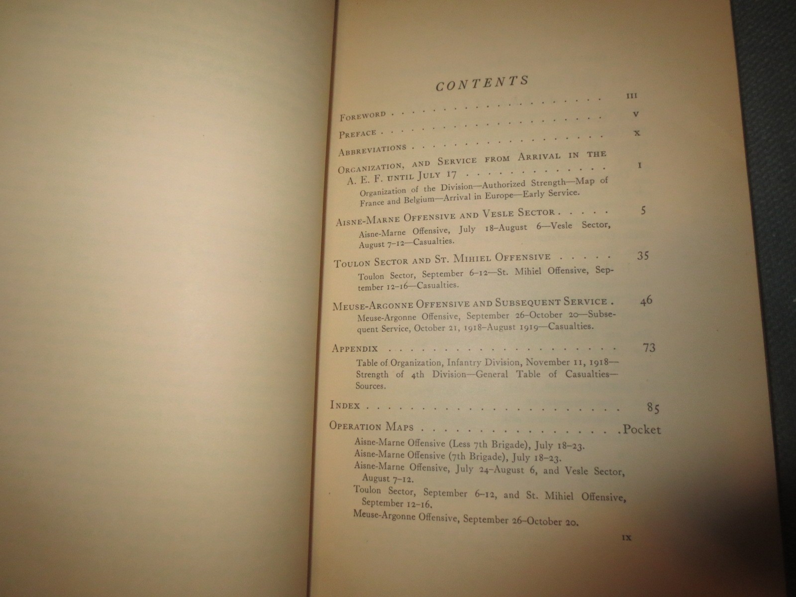 4th Div Summary Of Operations World War Maps & Sum WWI complete