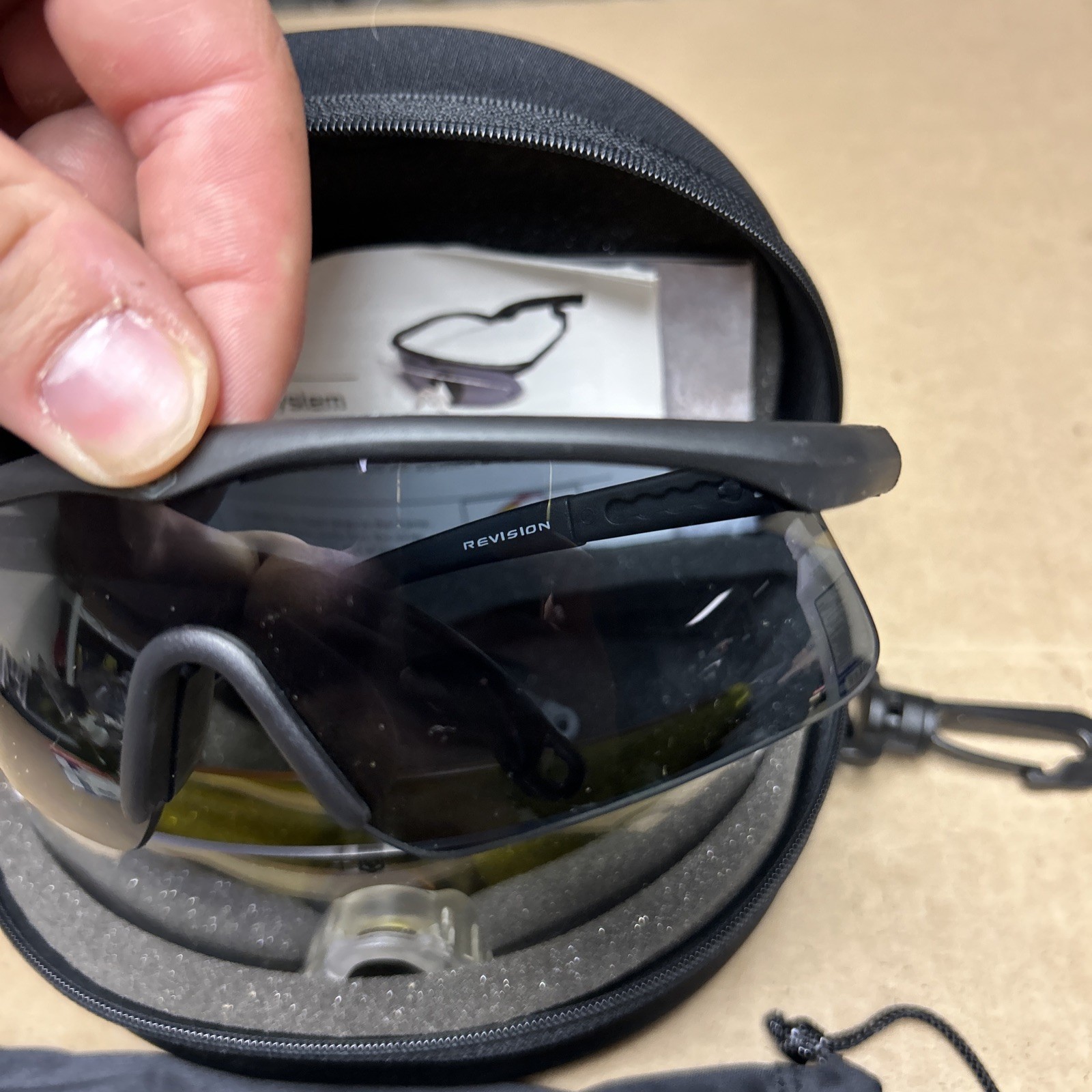 Revision Military Black Safety Glasses With Case And Lens ANSI Z 87 Impact