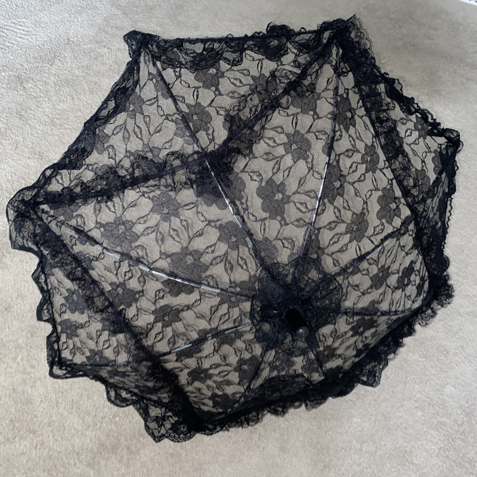 Goth Gothic Cosplay Wedding Bride Bridal Umbrella Parasol Black Lace