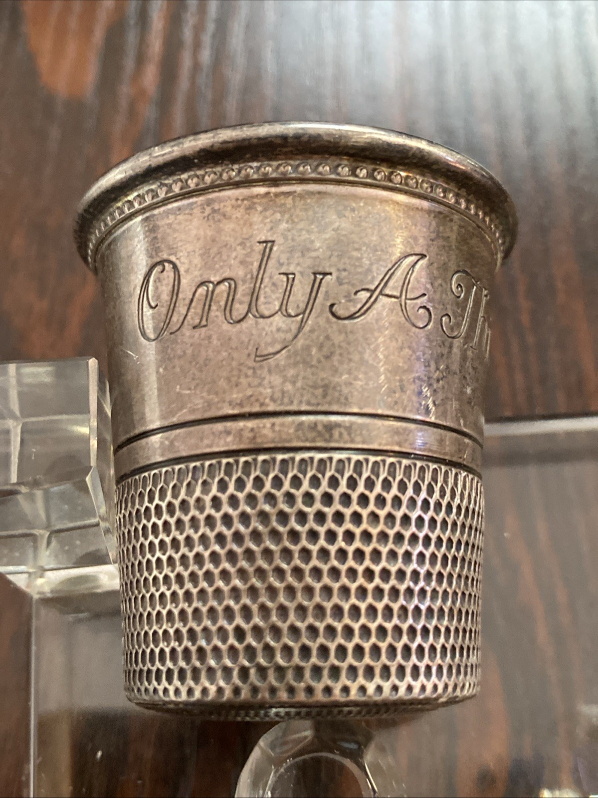 Vintage Sterling "ONLY A THIMBLE FULL" Jigger/Shot Glass 45 Grams