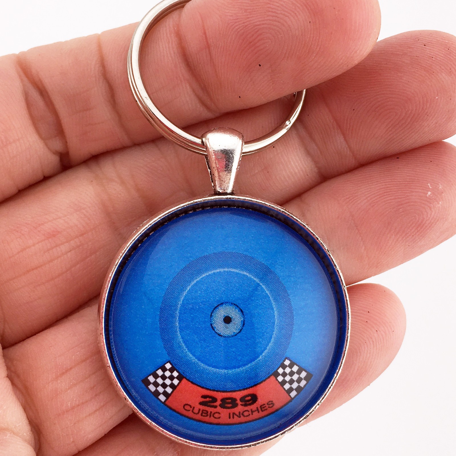 Vintage Ford 289 Air Cleaner Decal Mustang Fairlane Falcon 1.2" Dia. Keychain