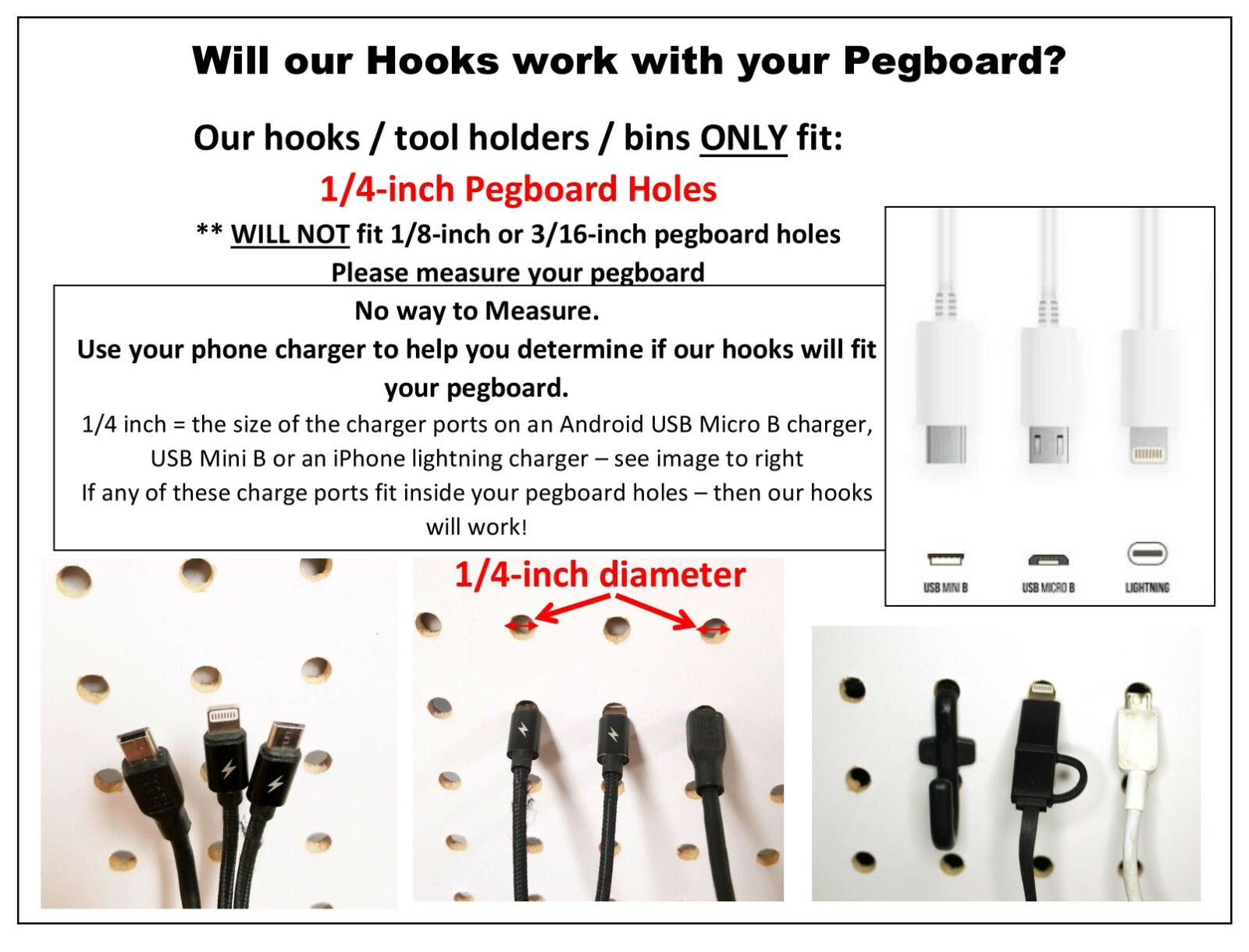 Plastic Black J Hook Peg Board Hook Tool Storage 100 Pack PEGBOARD NOT INCLUDED