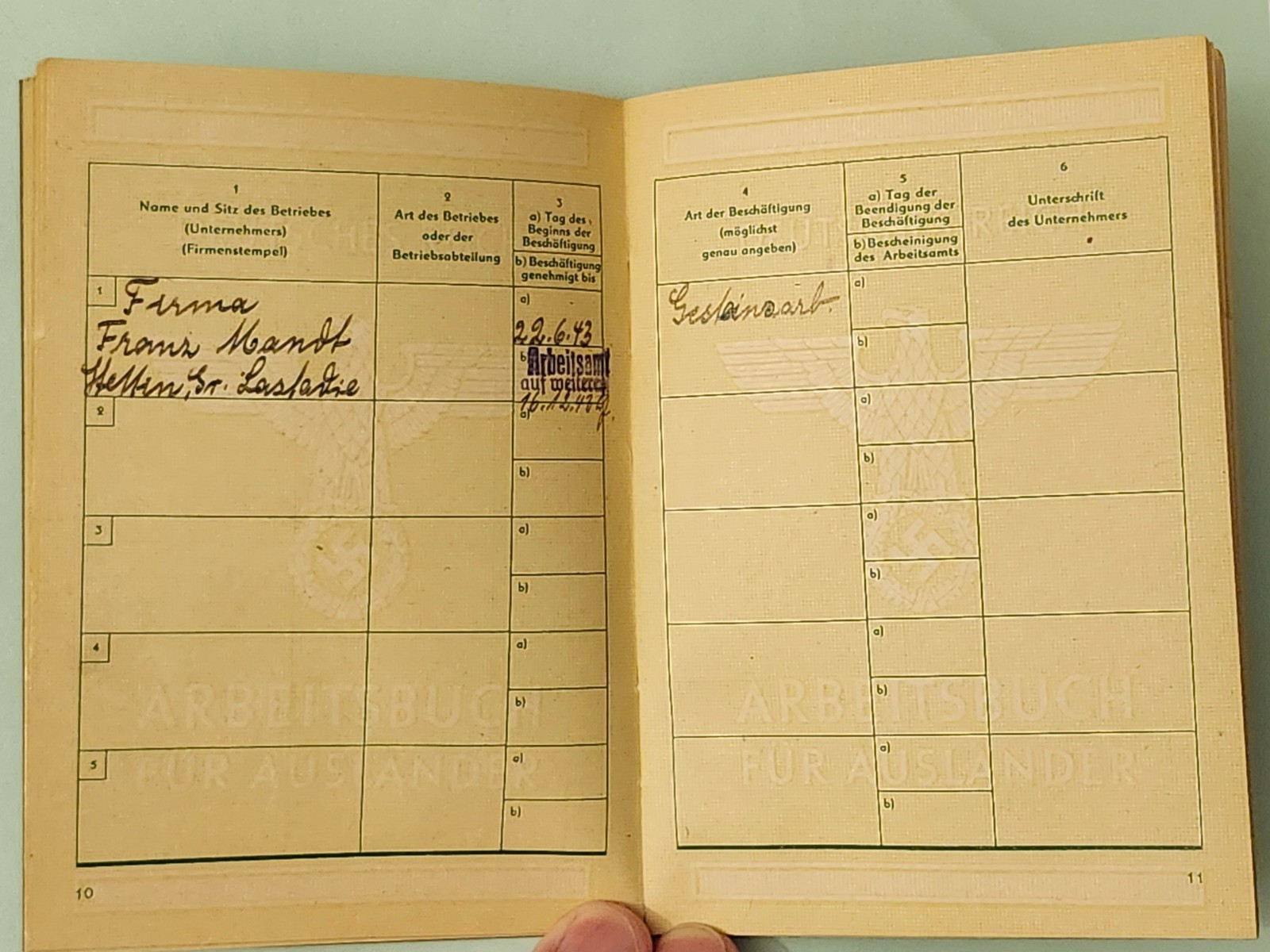 WW2 Germany. German WORKBOOK FOR FOREIGNERS 1943