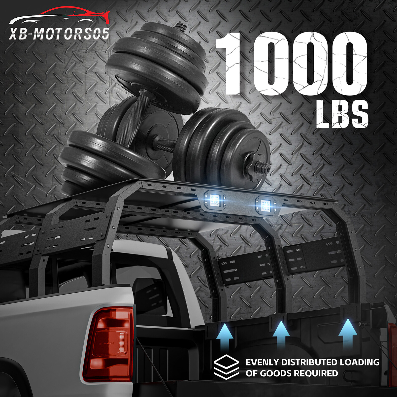 23"1000lbs High Bed Racks Truck Cargo Carrier for F150/Ram/1500/Ranger/Colorado