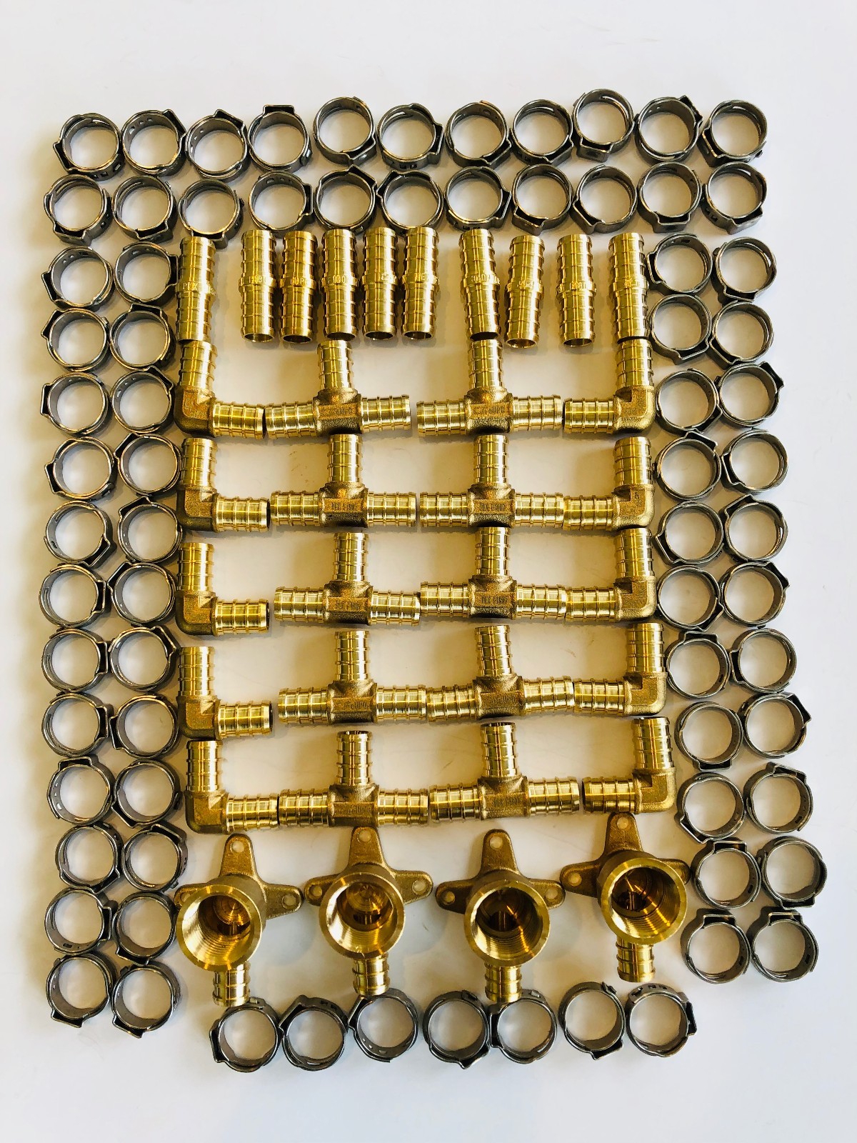 EFIELD 114PCS 1/2" PEX CRIMP FITTINGS, 4 DROP-EAR ELBOW, TEE, COUPLING, ELBOW/10