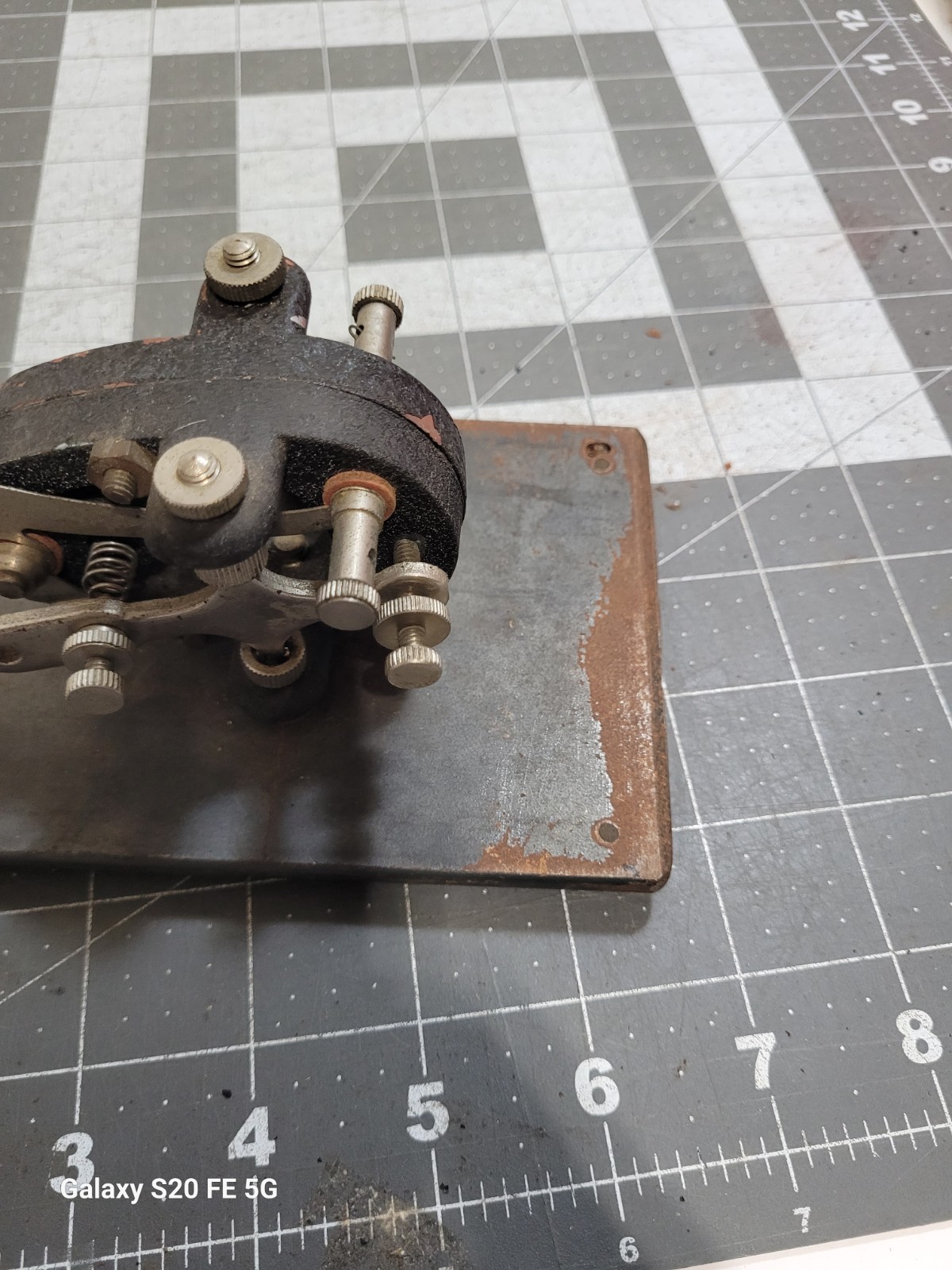 Telegraph Key Mounted On Metal Board Unknown Brand